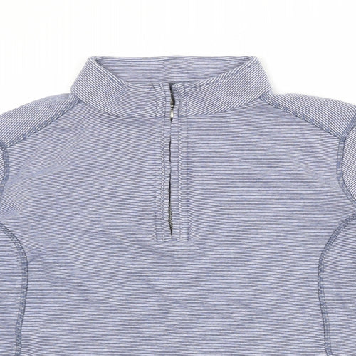 Marks and Spencer Womens Blue Striped 100% Cotton Pullover Sweatshirt Size 16 Zip