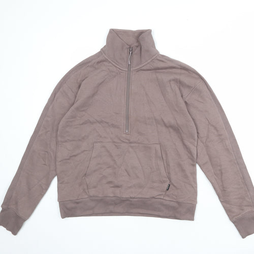GOODMOVE Womens Brown Cotton Pullover Sweatshirt Size 10 Zip