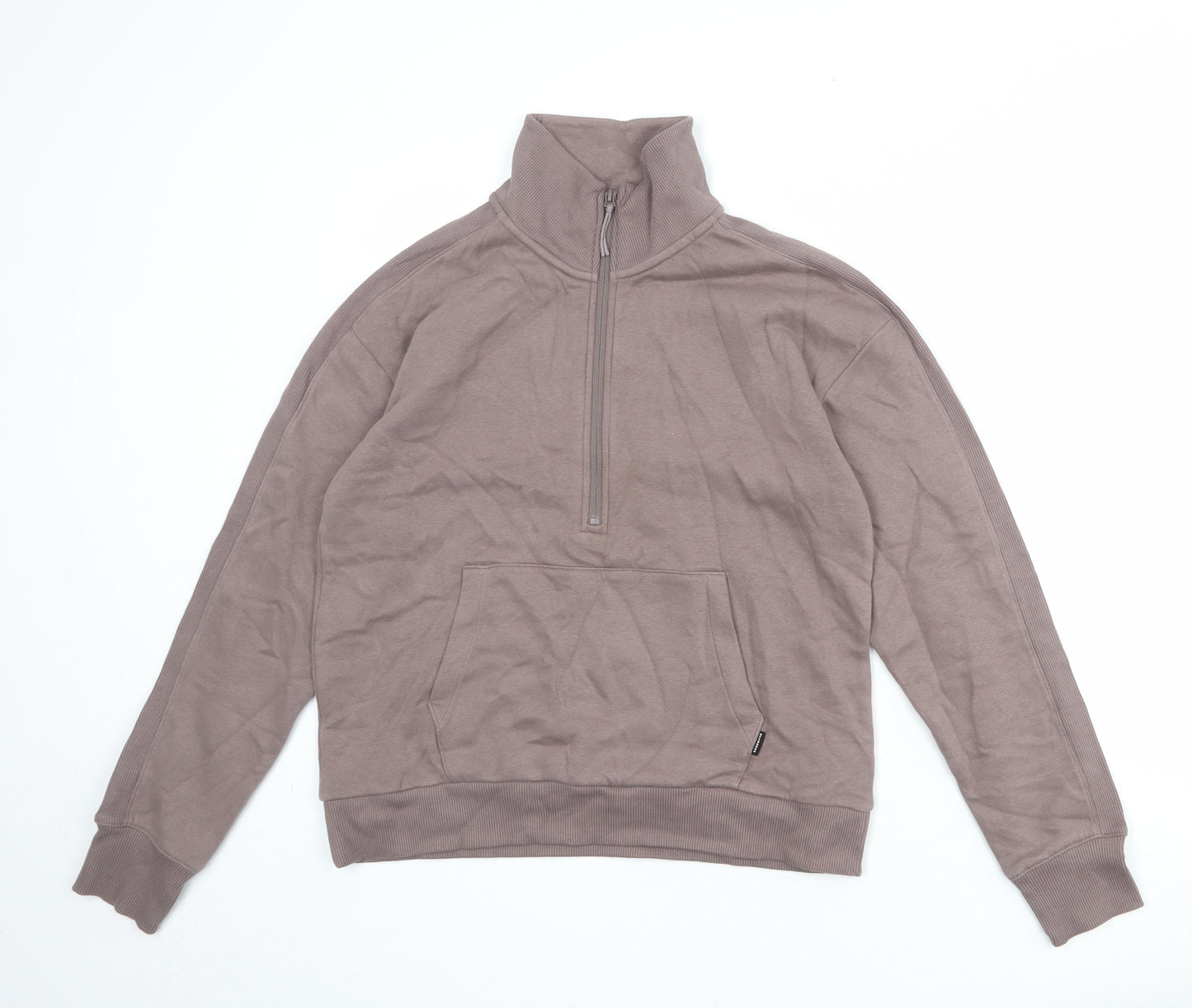 GOODMOVE Womens Brown Cotton Pullover Sweatshirt Size 10 Zip