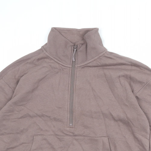 GOODMOVE Womens Brown Cotton Pullover Sweatshirt Size 10 Zip
