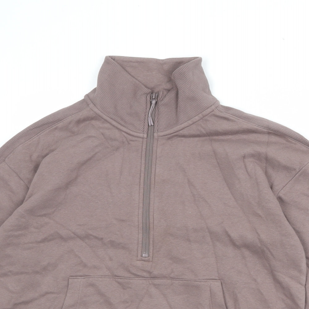 GOODMOVE Womens Brown Cotton Pullover Sweatshirt Size 10 Zip