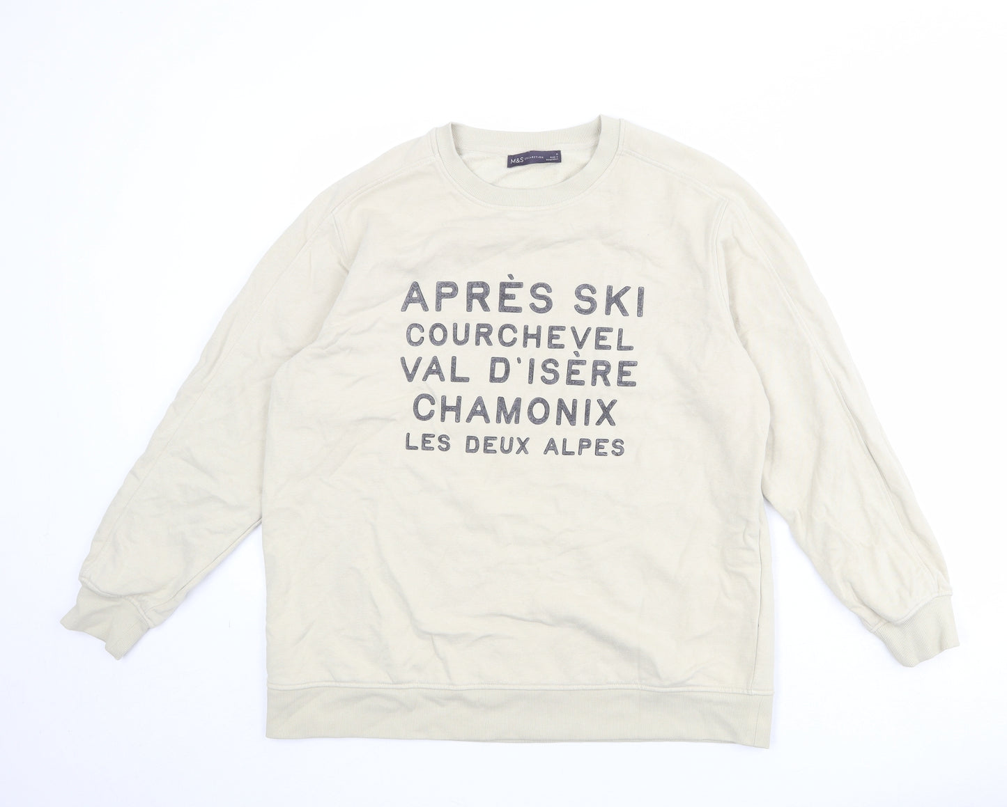 Marks and Spencer Womens Beige Cotton Pullover Sweatshirt Size M Pullover