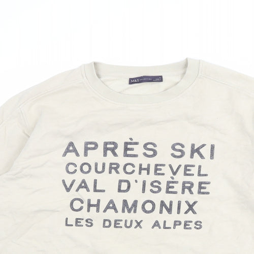 Marks and Spencer Womens Beige Cotton Pullover Sweatshirt Size M Pullover