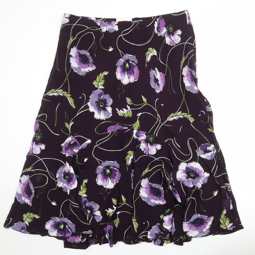 Ann Harvey Womens Purple Floral Viscose Swing Skirt Size 22