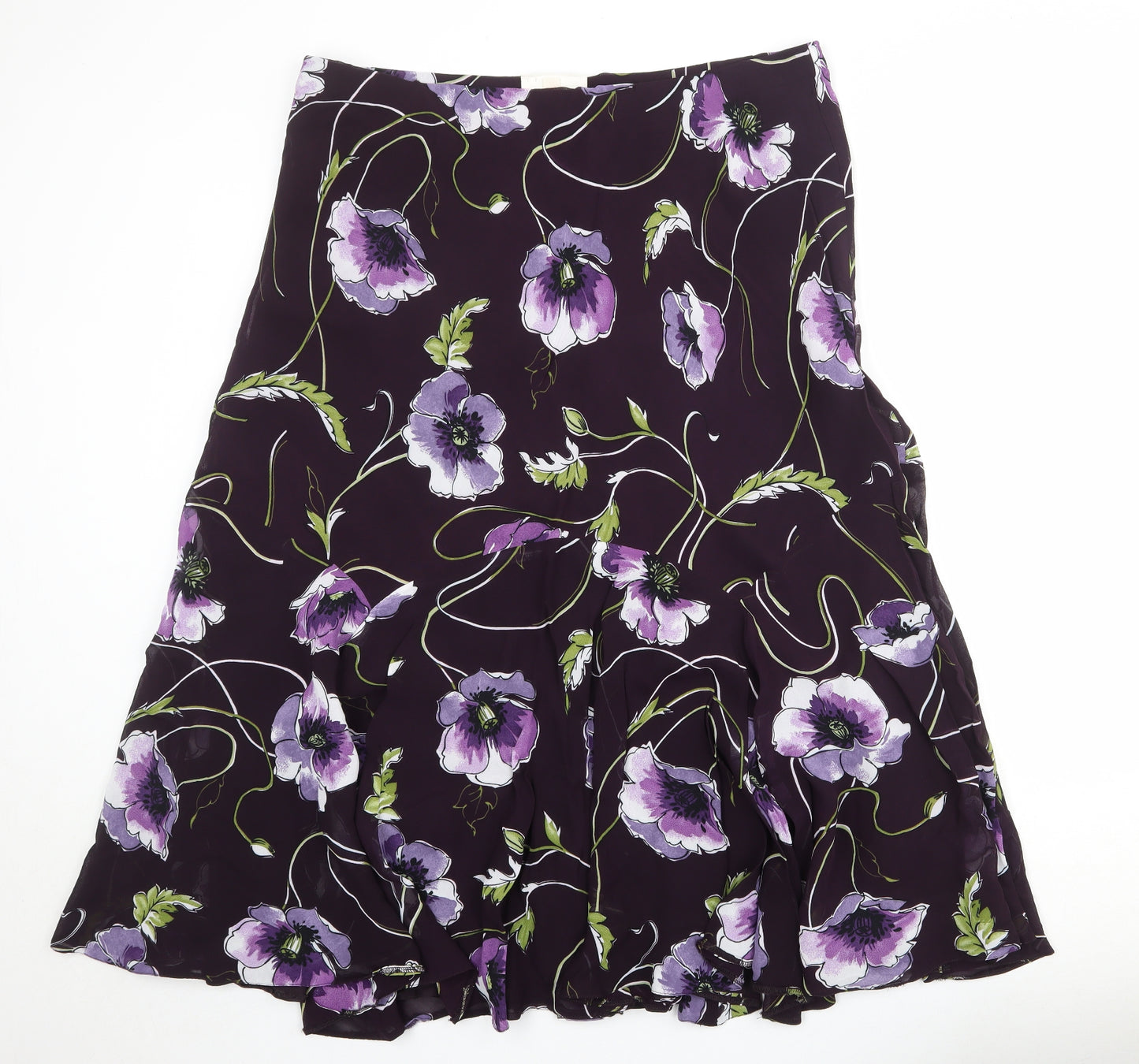 Ann Harvey Womens Purple Floral Viscose Swing Skirt Size 22