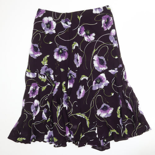 Ann Harvey Womens Purple Floral Viscose Swing Skirt Size 22