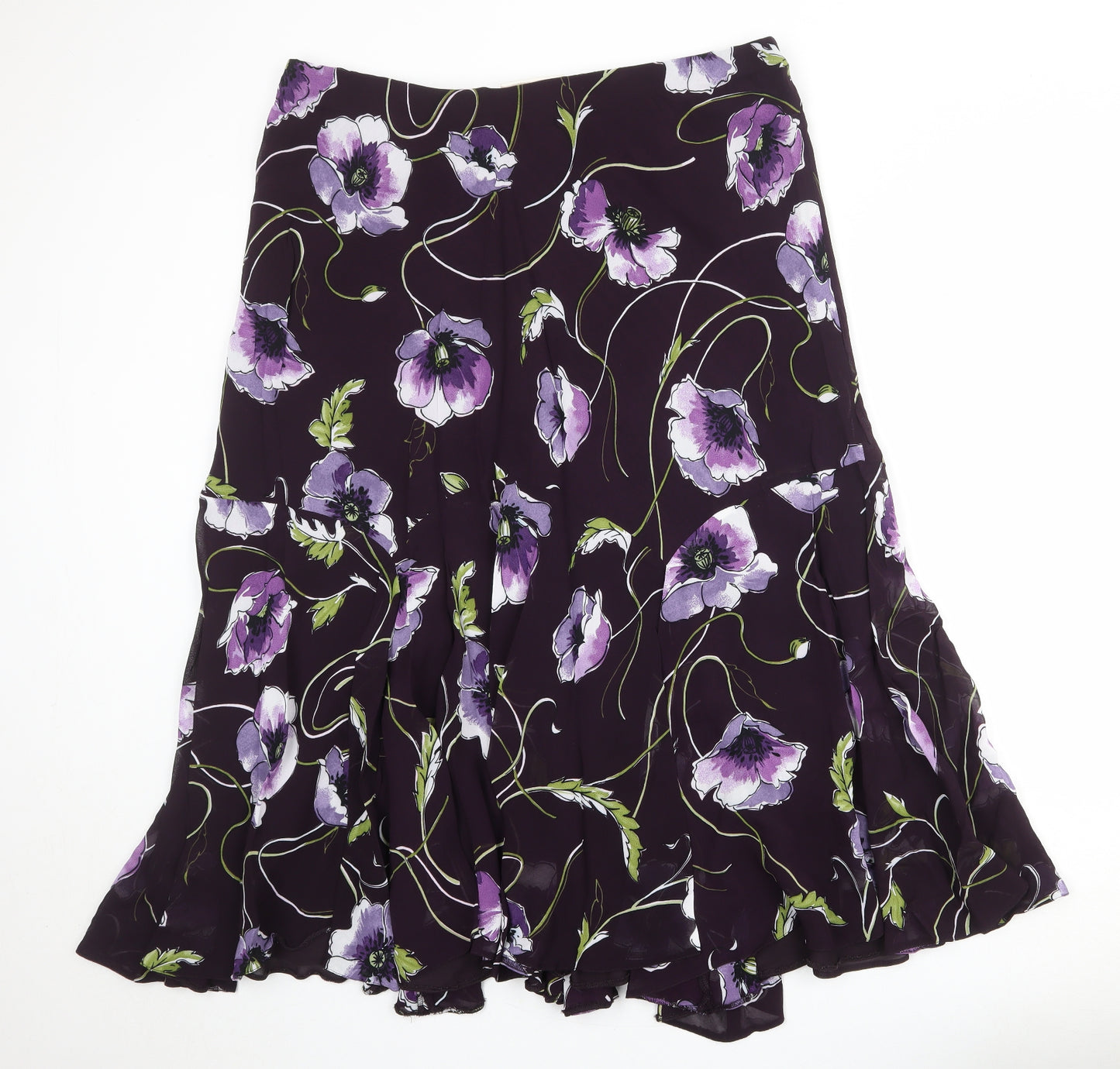 Ann Harvey Womens Purple Floral Viscose Swing Skirt Size 22