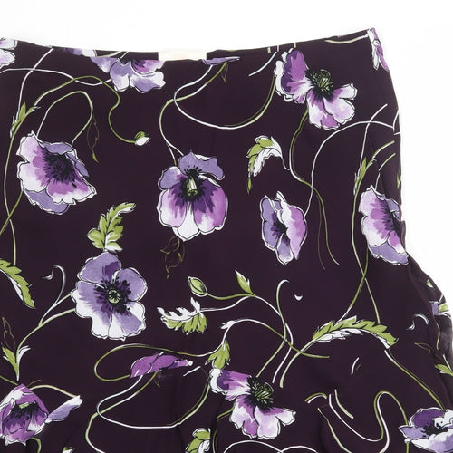 Ann Harvey Womens Purple Floral Viscose Swing Skirt Size 22