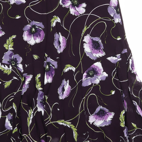 Ann Harvey Womens Purple Floral Viscose Swing Skirt Size 22