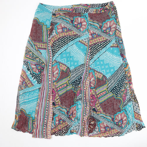 Per Una Womens Multicoloured Geometric Polyester Swing Skirt Size 22 Zip