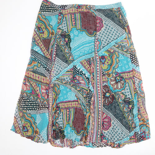 Per Una Womens Multicoloured Geometric Polyester Swing Skirt Size 22 Zip