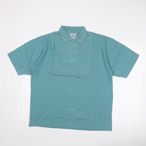 High Volume Mens Blue Polyester Polo Size L Collared Button