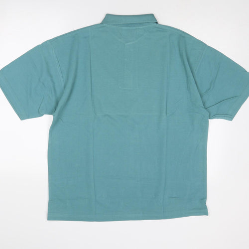 High Volume Mens Blue Polyester Polo Size L Collared Button