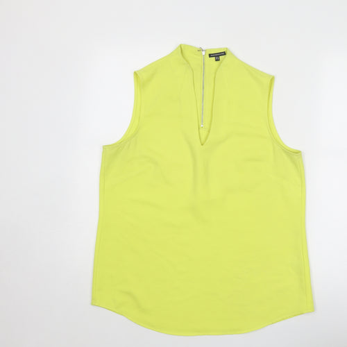 Warehouse Womens Yellow Polyester Basic Tank Size 14 V-Neck