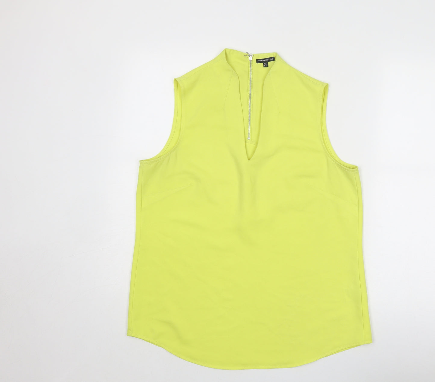 Warehouse Womens Yellow Polyester Basic Tank Size 14 V-Neck