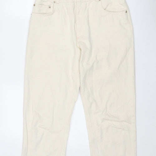 ASOS Womens Ivory Cotton Straight Jeans Size 32 in Regular Zip