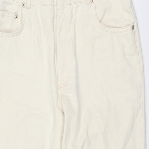 ASOS Womens Ivory Cotton Straight Jeans Size 32 in Regular Zip