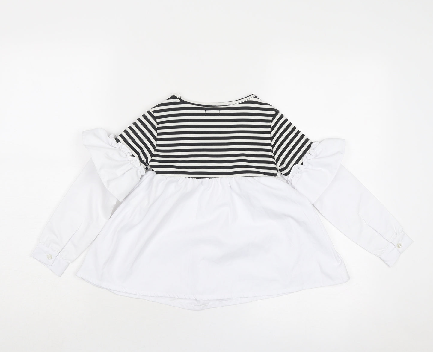 OVS Girls White Striped Polyester A-Line Size 4-5 Years Round Neck Pullover