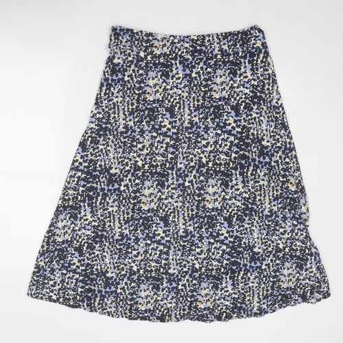 Classic Womens Blue Geometric Viscose Swing Skirt Size 14