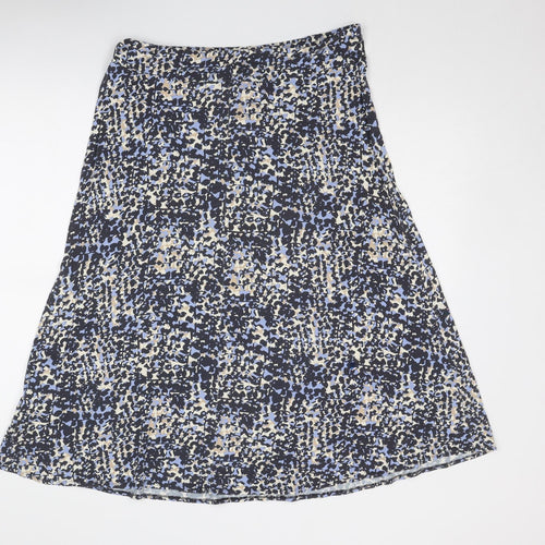 Classic Womens Blue Geometric Viscose Swing Skirt Size 14