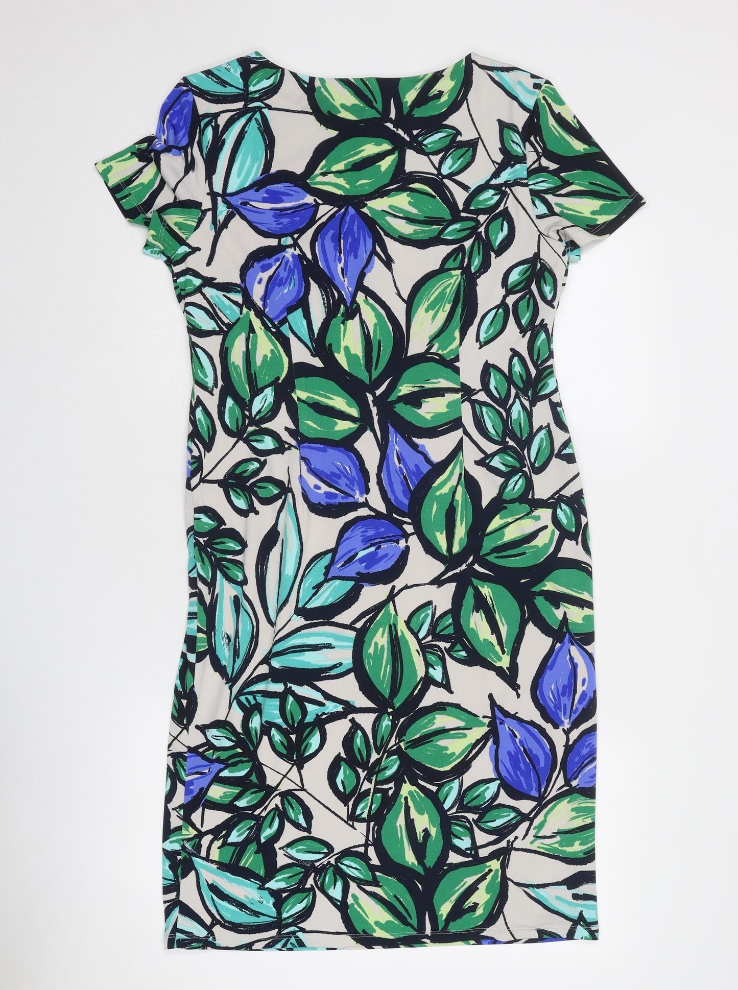 Nightingales Womens Multicoloured Geometric Polyester A-Line Size 12 Round Neck Pullover - Leaf Pattern