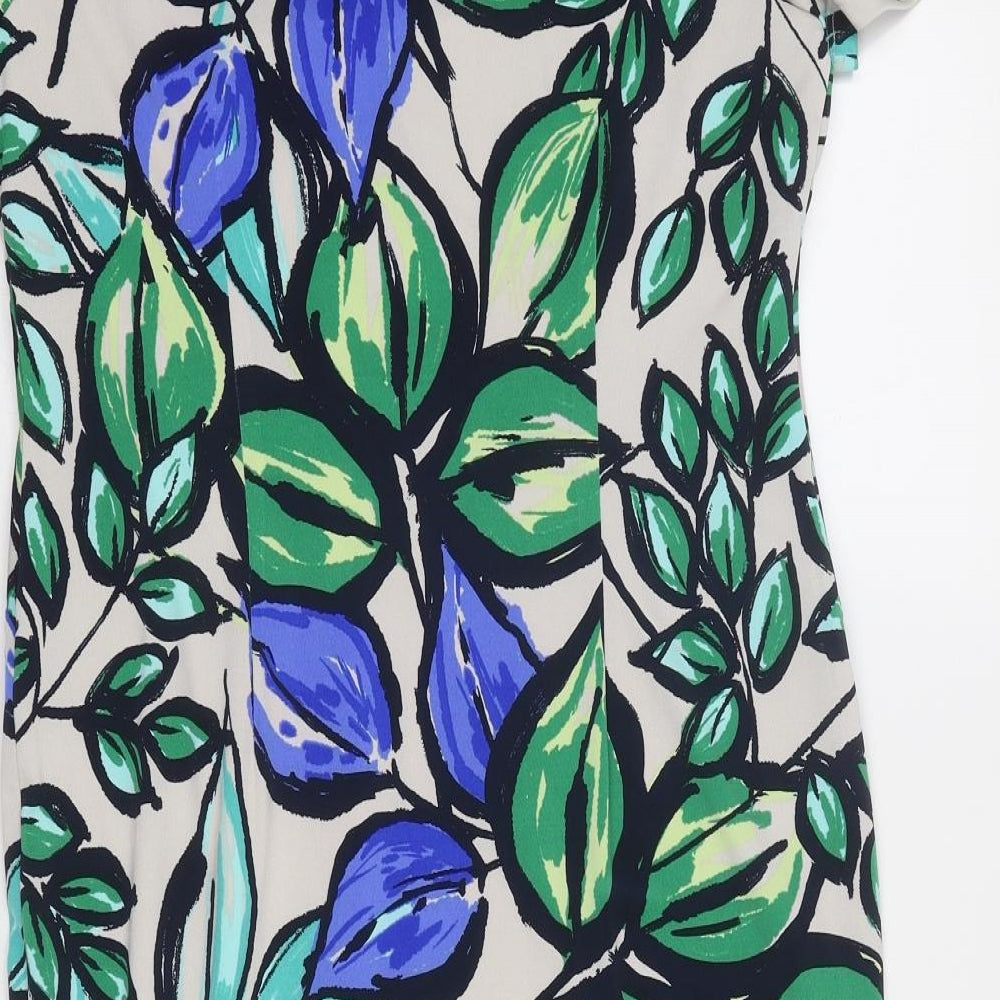 Nightingales Womens Multicoloured Geometric Polyester A-Line Size 12 Round Neck Pullover - Leaf Pattern