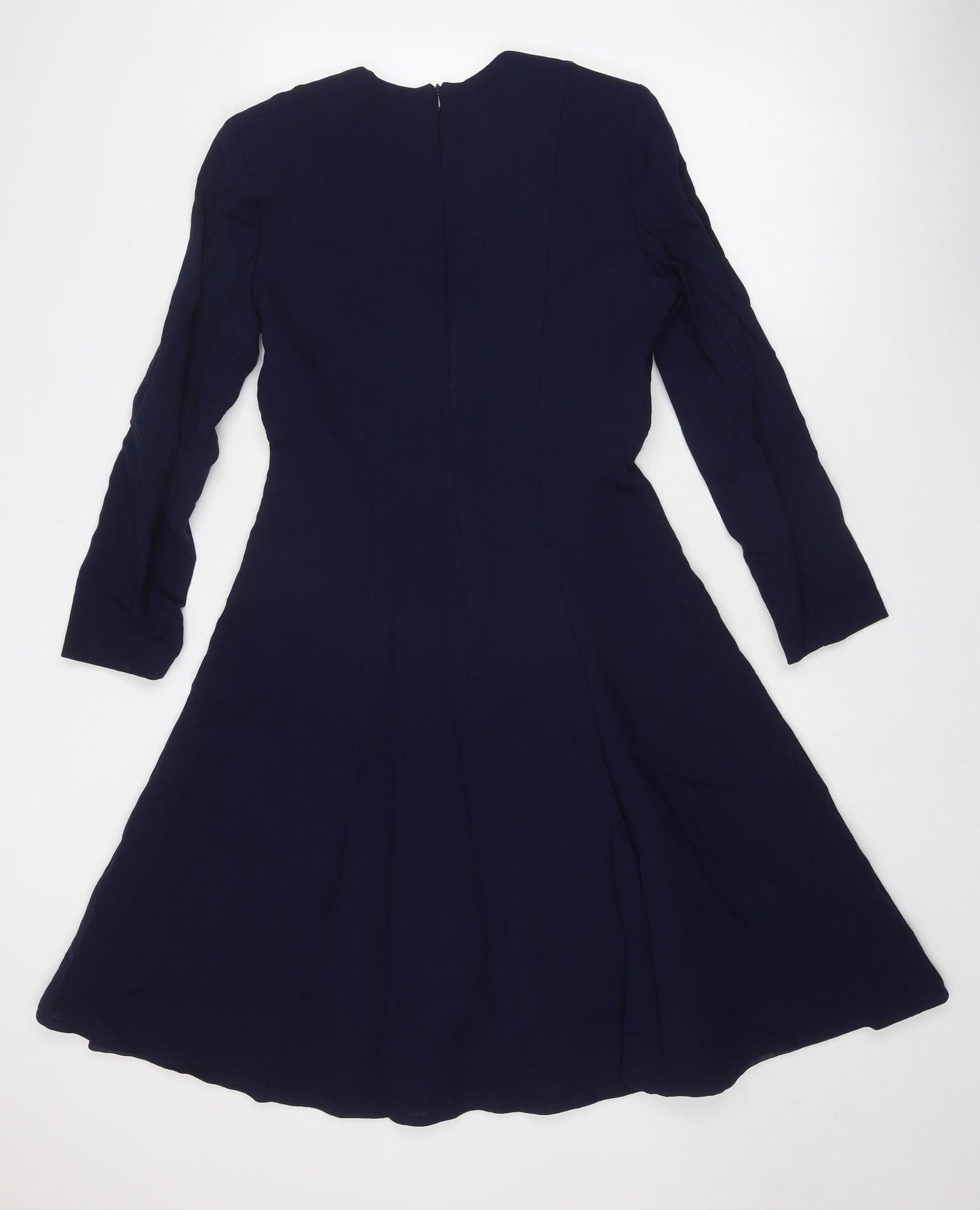 Berkertex Womens Blue Wool Fit & Flare Size 10 Round Neck Zip