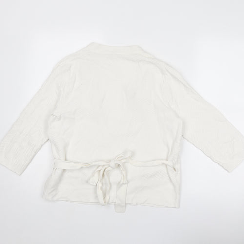 Per Una Womens White V-Neck Cotton Wrap Jumper Size 14