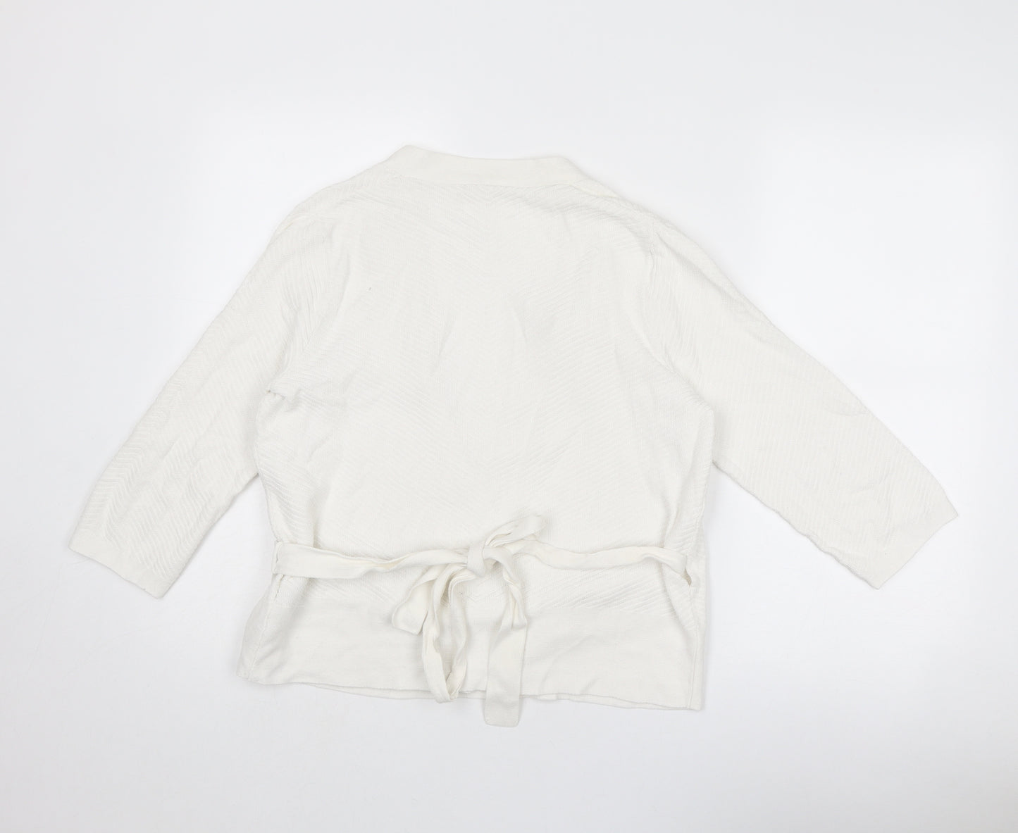 Per Una Womens White V-Neck Cotton Wrap Jumper Size 14