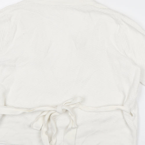 Per Una Womens White V-Neck Cotton Wrap Jumper Size 14