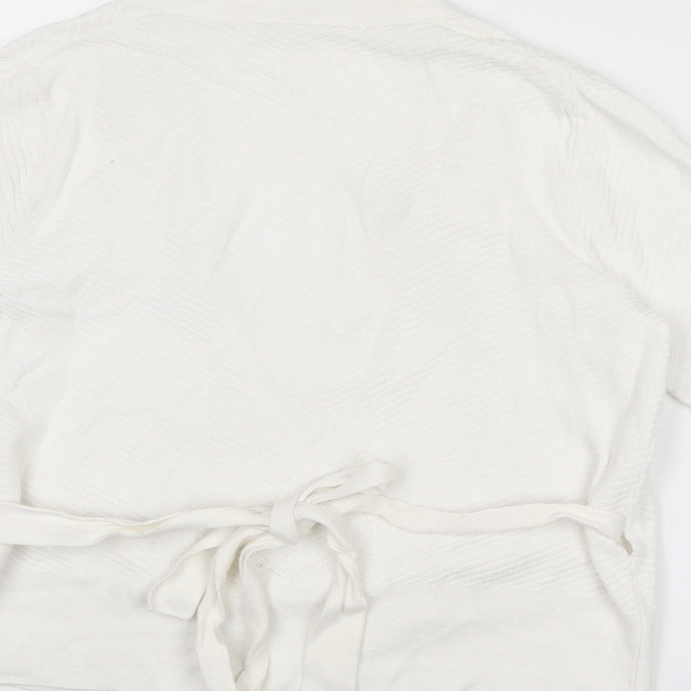 Per Una Womens White V-Neck Cotton Wrap Jumper Size 14