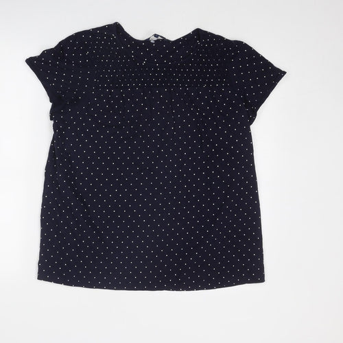 NEXT Womens Blue Polka Dot Cotton Basic T-Shirt Size 18 Round Neck