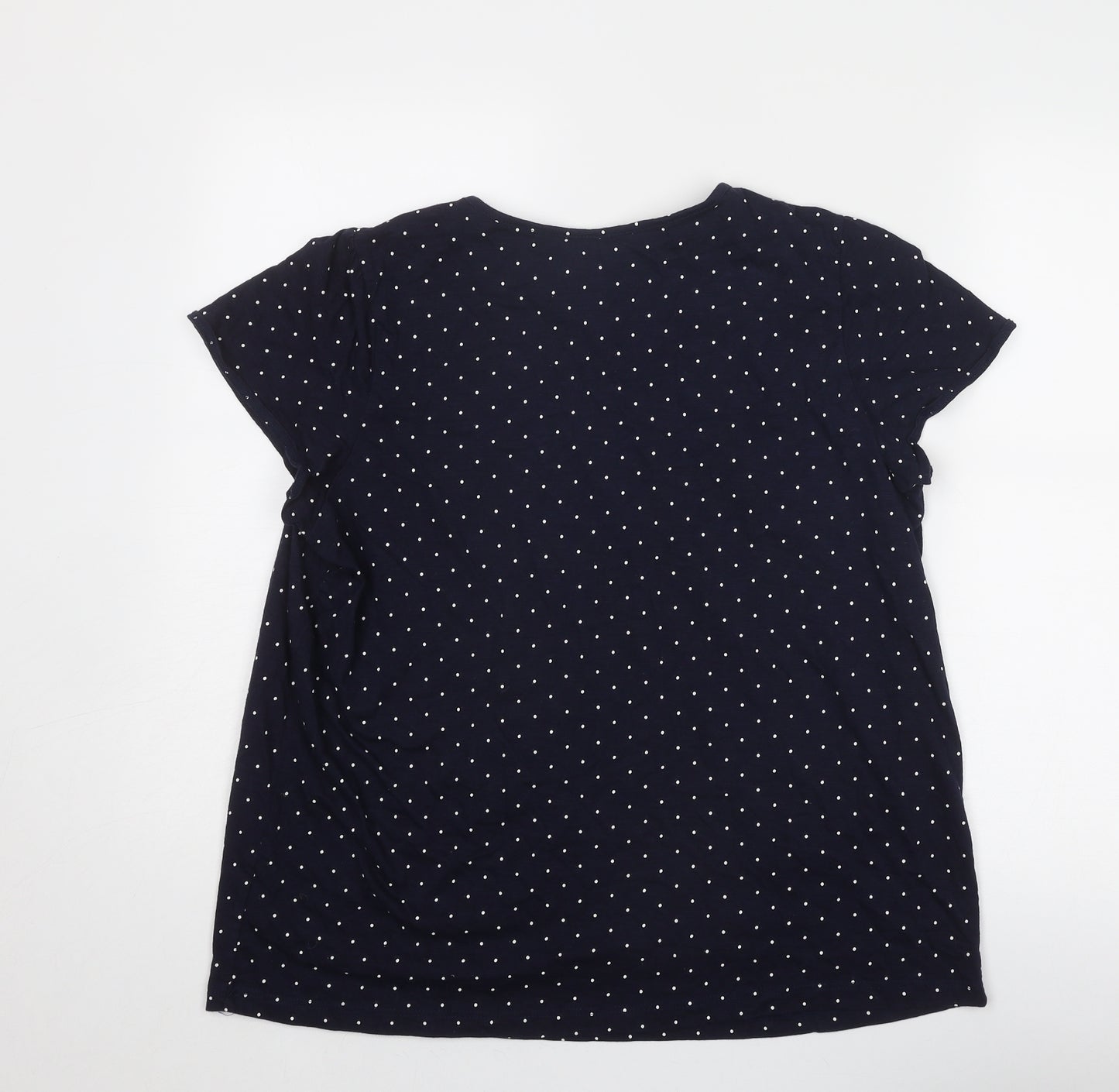 NEXT Womens Blue Polka Dot Cotton Basic T-Shirt Size 18 Round Neck