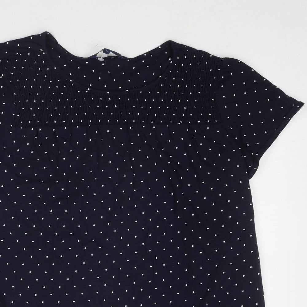 NEXT Womens Blue Polka Dot Cotton Basic T-Shirt Size 18 Round Neck