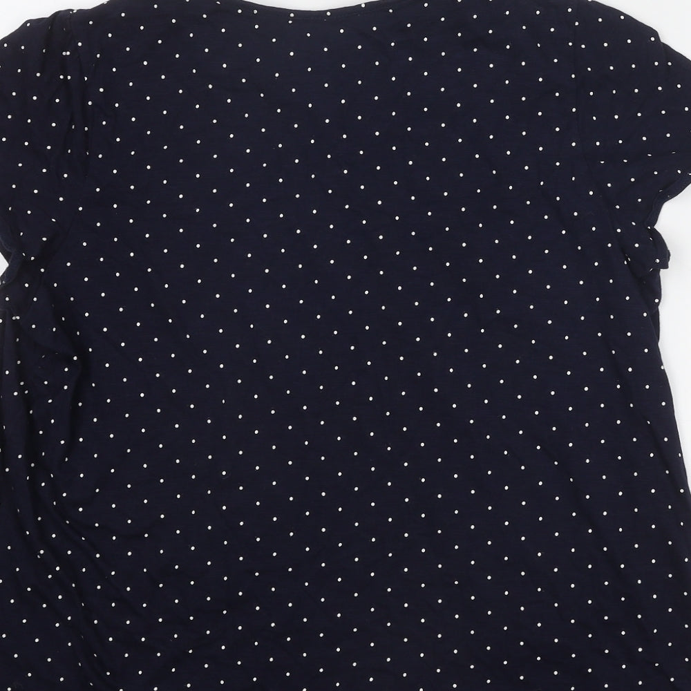 NEXT Womens Blue Polka Dot Cotton Basic T-Shirt Size 18 Round Neck