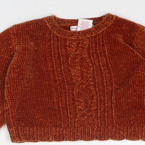 Tommy Bahama Girls Brown Round Neck Polyester Pullover Jumper Size 5-6 Years Pullover