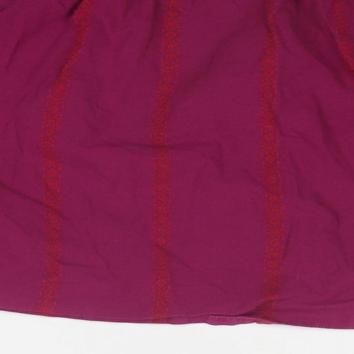 Polarn O. Pyret Girls Purple Geometric Cotton Basic Blouse Size 5-6 Years Round Neck Button