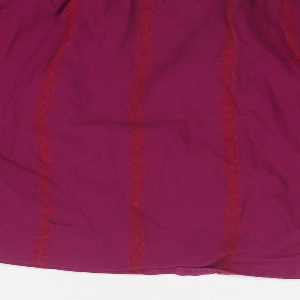 Polarn O. Pyret Girls Purple Geometric Cotton Basic Blouse Size 5-6 Years Round Neck Button