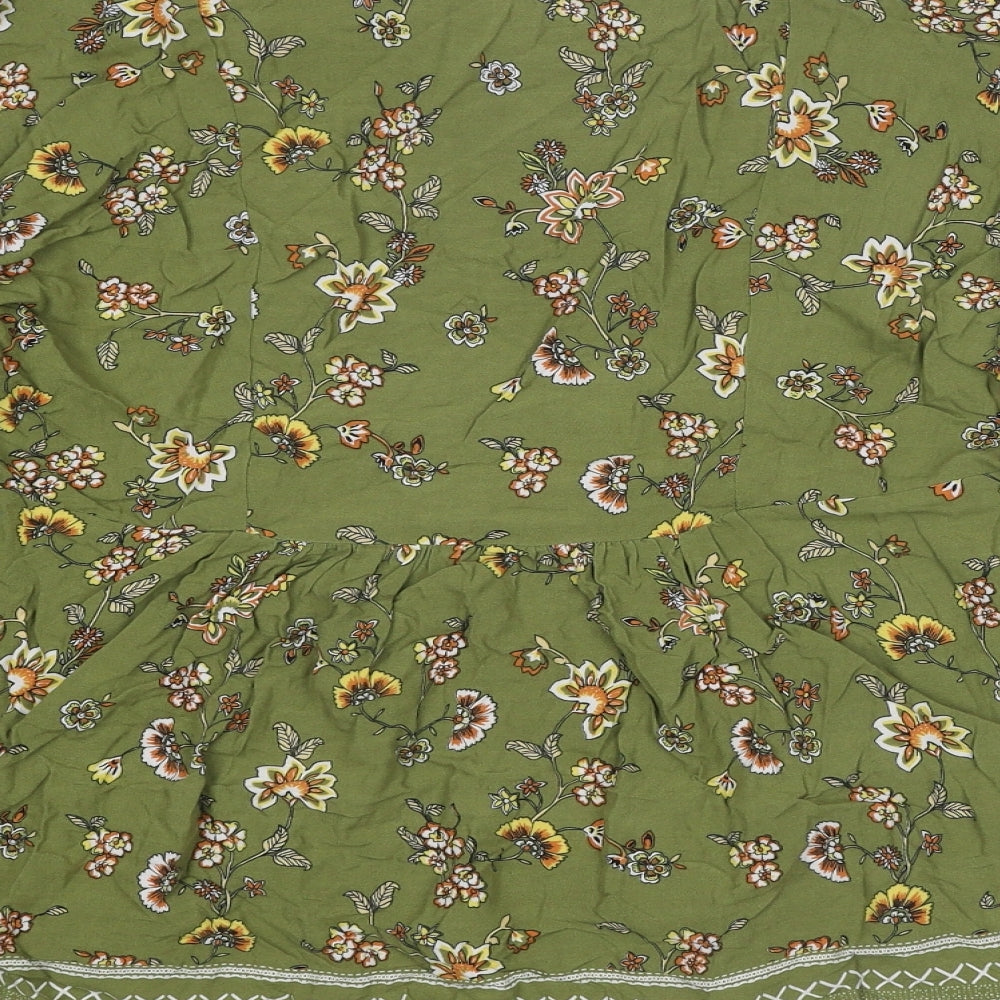 Damart Womens Green Geometric Viscose Basic Blouse Size 16 V-Neck