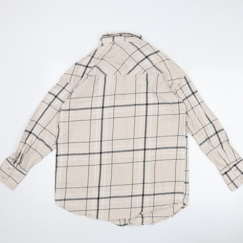 Divided by H&M Womens Beige Striped Cotton Basic Button-Up Size XS Collared