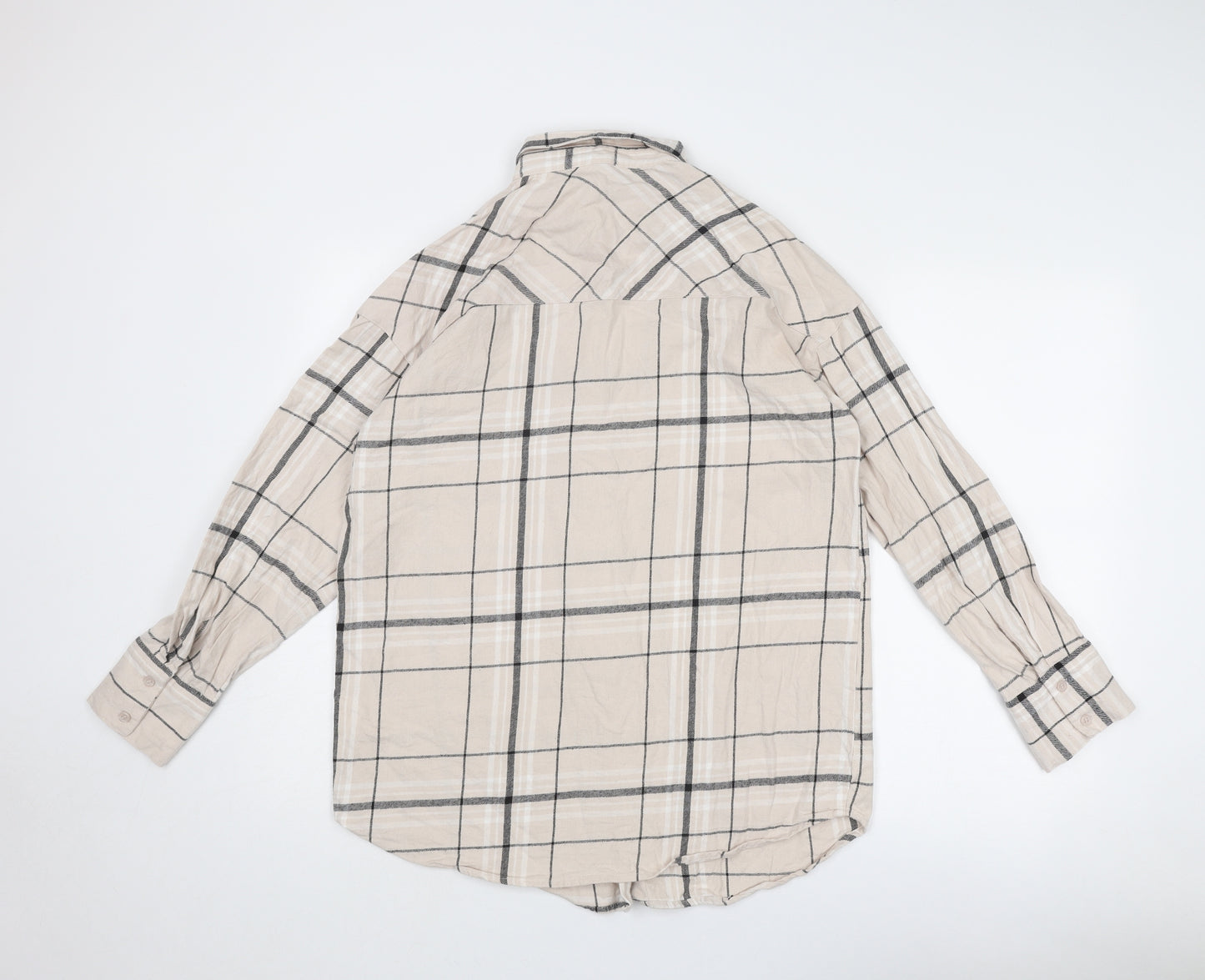 Divided by H&M Womens Beige Striped Cotton Basic Button-Up Size XS Collared