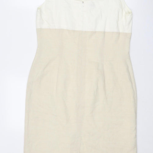 Umlauf & Klein Womens Beige Colourblock Polyester A-Line Size 16 Square Neck Zip