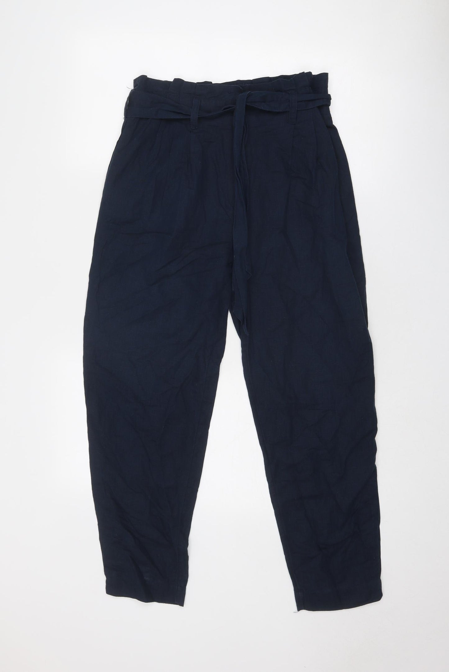 Monsoon Womens Blue Linen Chino Trousers Size 10 Regular Zip