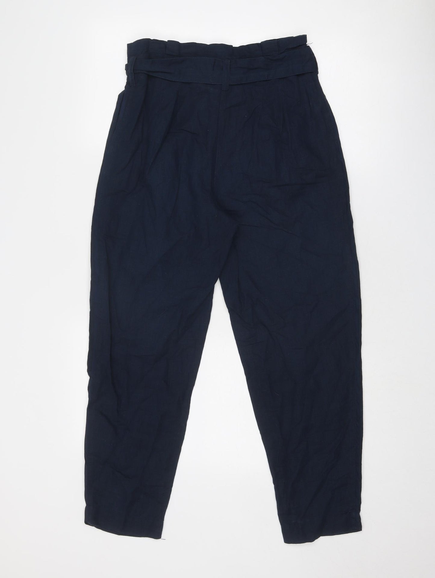 Monsoon Womens Blue Linen Chino Trousers Size 10 Regular Zip