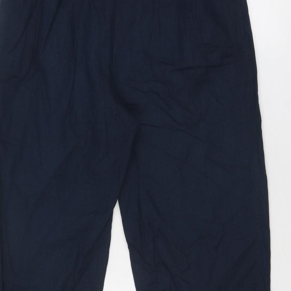 Monsoon Womens Blue Linen Chino Trousers Size 10 Regular Zip
