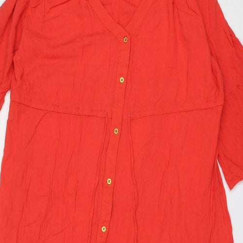 Marks and Spencer Womens Red Viscose Maxi Size 20 V-Neck Button