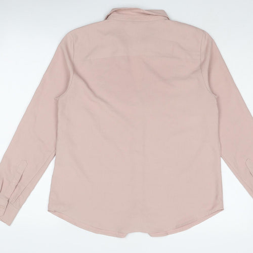 H&M Womens Pink Polyester Basic Button-Up Size M Collared
