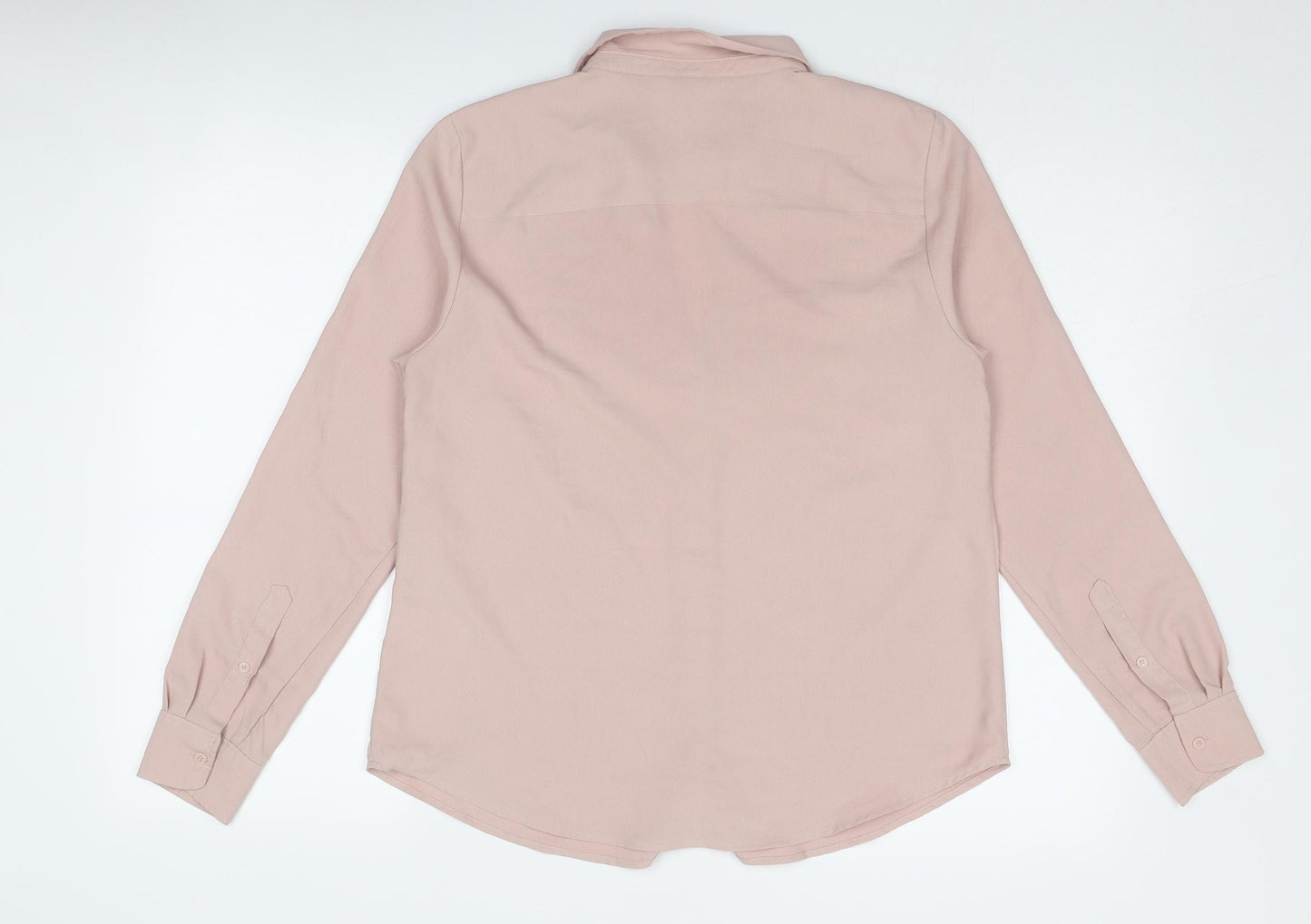 H&M Womens Pink Polyester Basic Button-Up Size M Collared