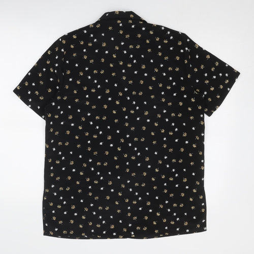 Robento Celli Womens Black Geometric Polyester Basic Button-Up Size 14 V-Neck