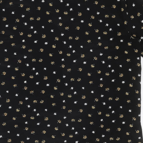 Robento Celli Womens Black Geometric Polyester Basic Button-Up Size 14 V-Neck